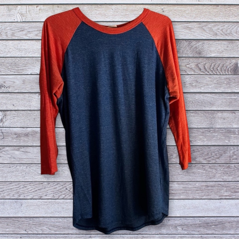 LuLaRoe Coral and Blue Top medium